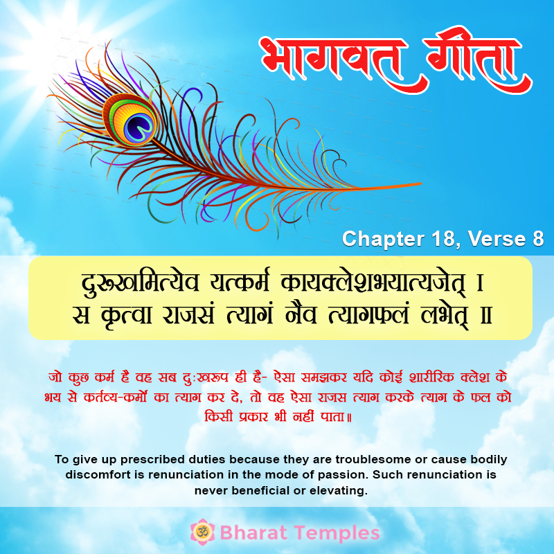 8 (18), Bhagavad Gita: Chapter 18, Verse 8
