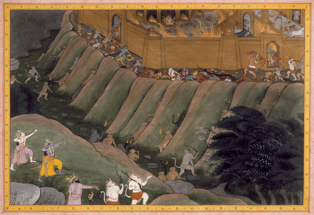 The Siege of Lanka, Folio from a Ramayana, Kangra, Himachal Pradesh (1800)